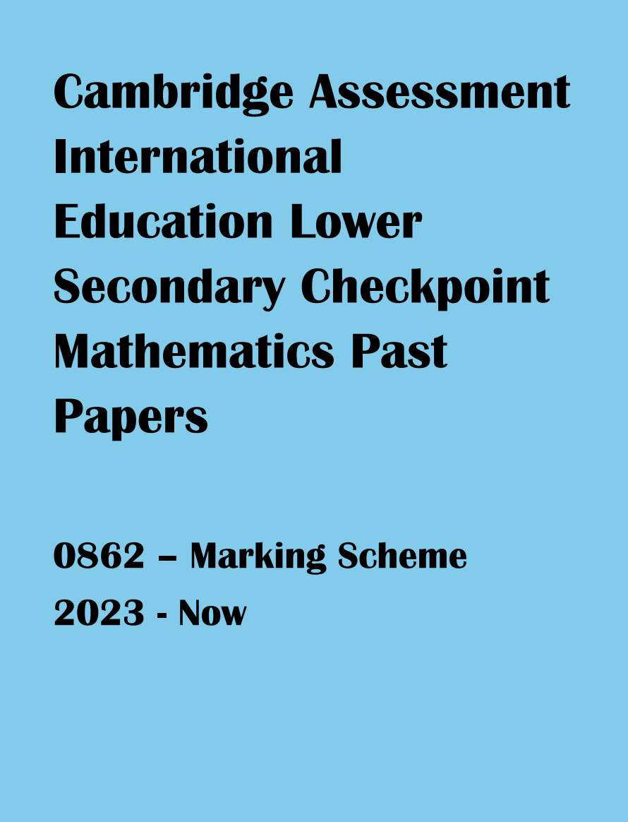 Lower Secondary Checkpoint Maths Mark Schemes