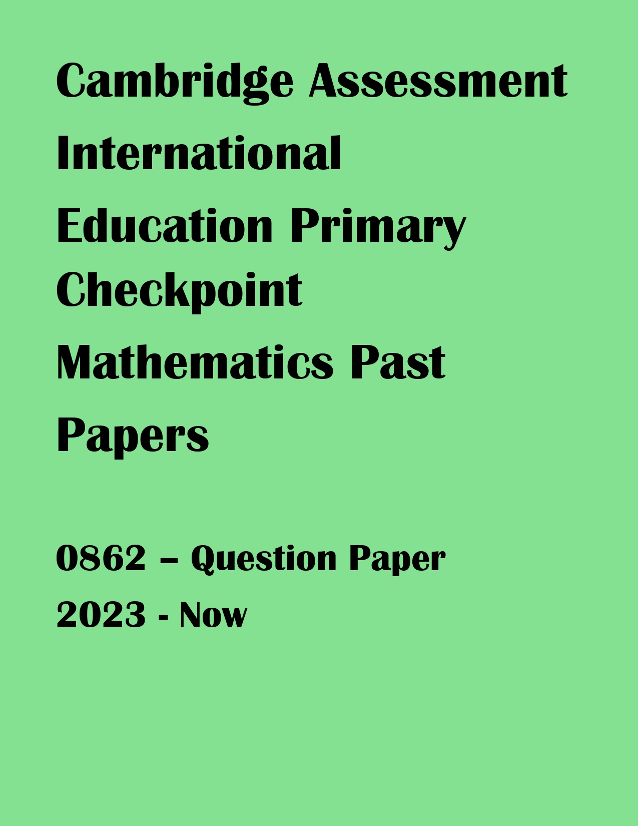 Primary Checkpoint Maths Question Papers